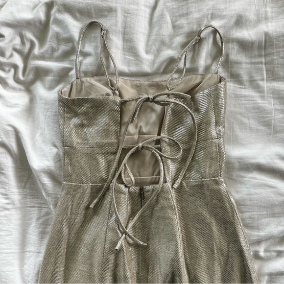 J. Crew Double tie-back metallic linen-blend midi dress S - Picture 5 of 10